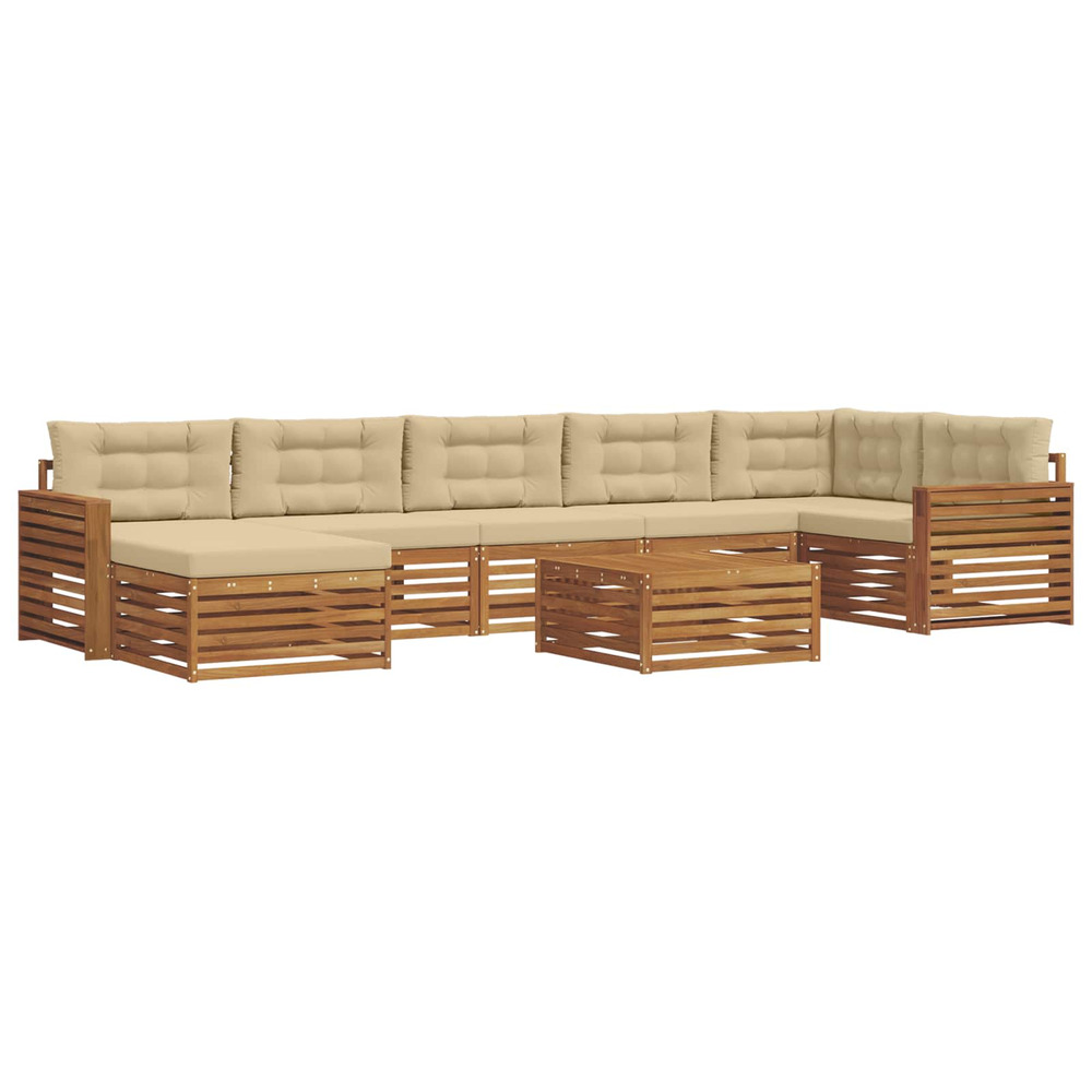 Ensembles de canapés avec coussin 8 pcs naturel et beige