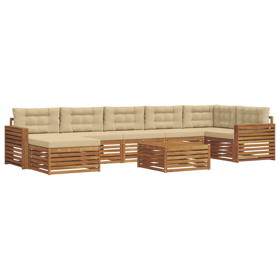 Ensemble de canapés d'extérieur 8 pcs naturel et beige