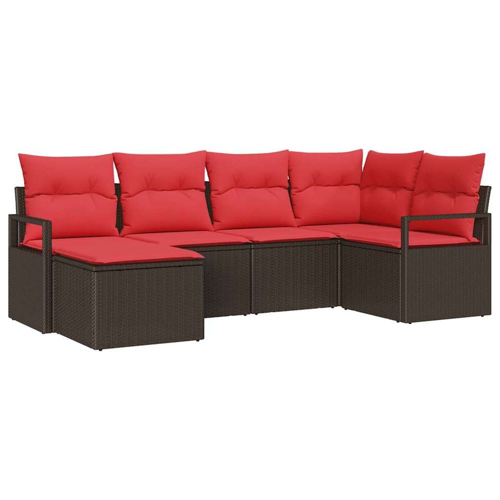 Ensemble de canapés 6 pc marron et rouge polyrotin