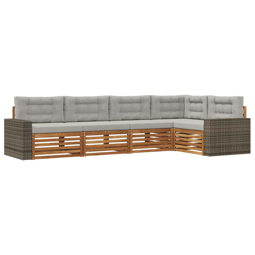 Ensemble de canapés d'extérieur 5 pc naturel et gris clair