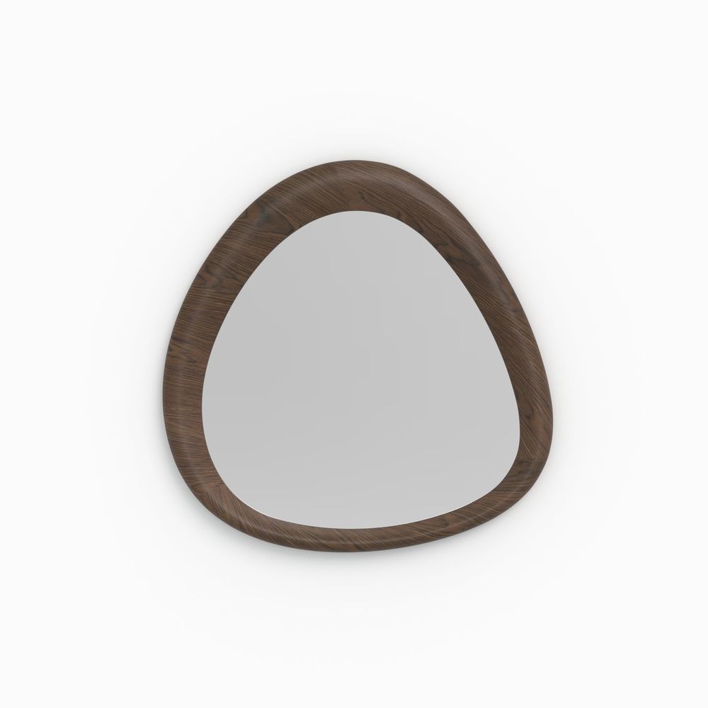 Yoko-miroir organique en placage noyer, d100 cm
