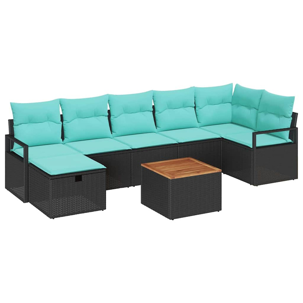 Ensemble de canapé de jardin avec coussin 8 pcs noir polyrotin