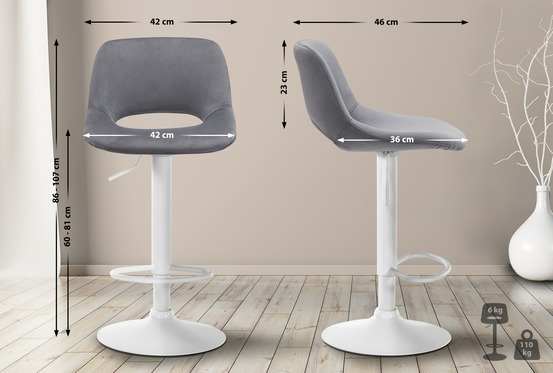 Tabouret de bar camden velours blanc