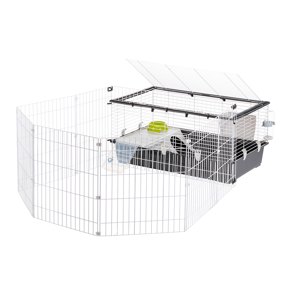 Ferplast cage lapin parkhome 100, cochon d'inde, avec enclos pour lapins domestiques, niche et abreuvoir, 95 x 177,5 x h 56 cm, en