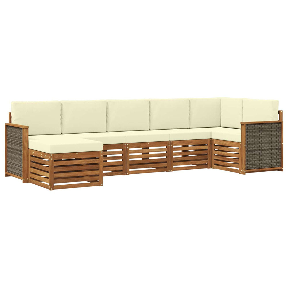 Ensemble de canapé d'angle avec coussin 6 pcs naturel et crème