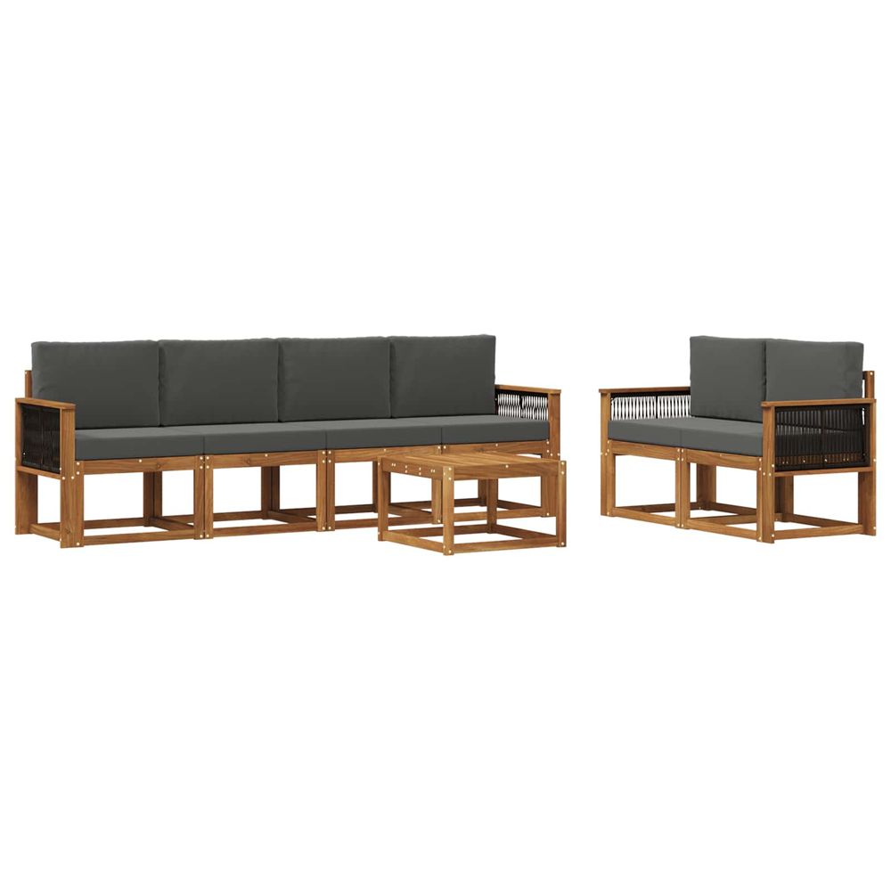 Ensemble de canapés d'extérieur 6 pc naturel et anthracite