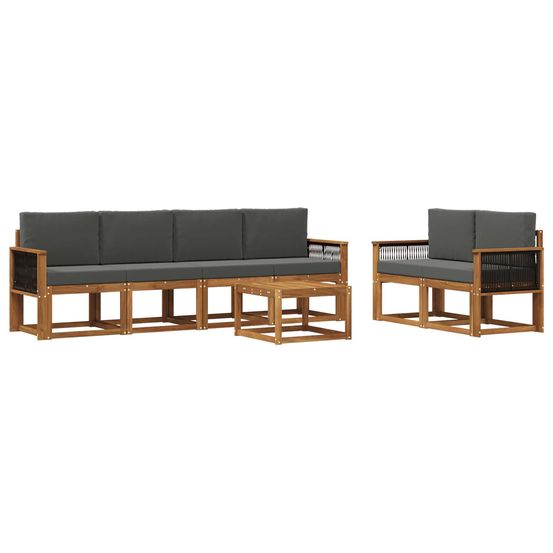 Ensemble de canapés d'extérieur 6 pc naturel et anthracite
