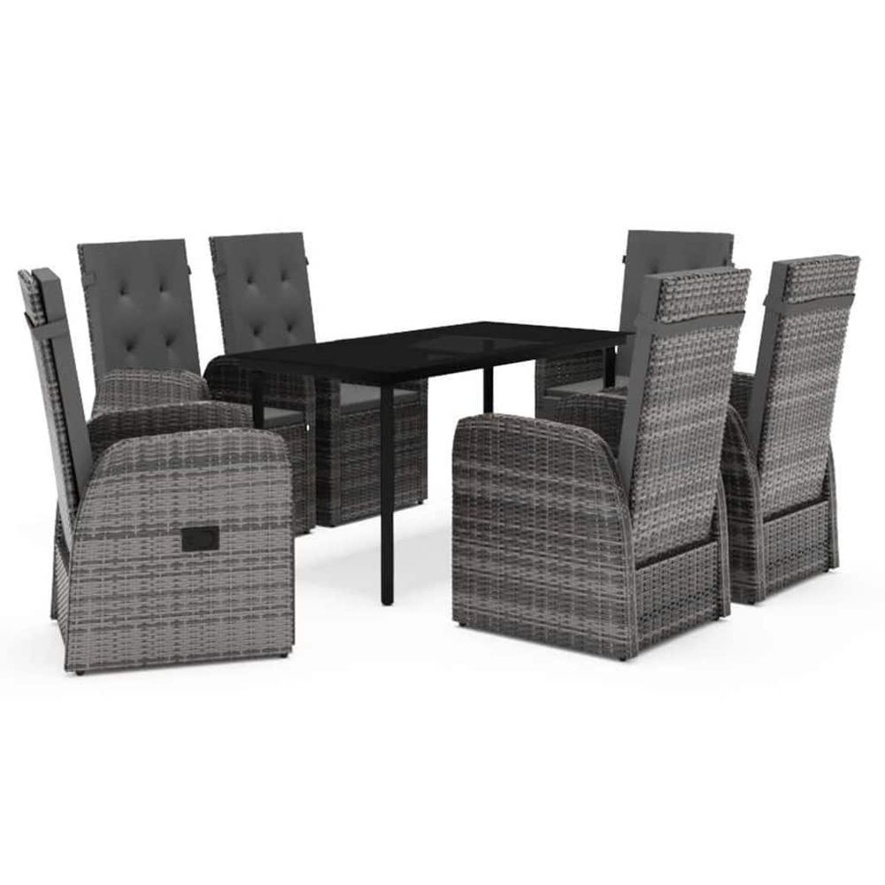Ensemble à manger de jardin avec coussins 7 pcs gris