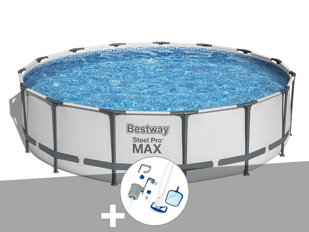 Kit piscine tubulaire  steel pro max ronde 4,57 x 1,07 m + kit d'entretien