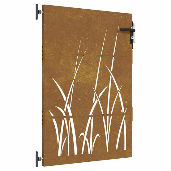 Portail de jardin 85x150 cm acier corten conception d'herbe