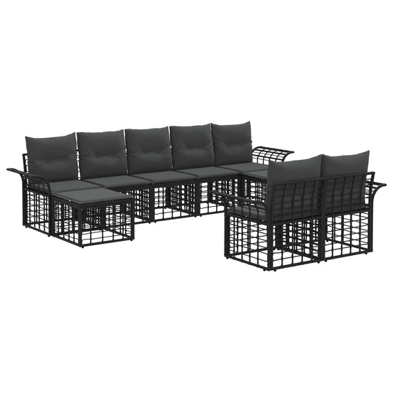 Ensemble de canapés d'extérieur 9 pcs noir et gris foncé
