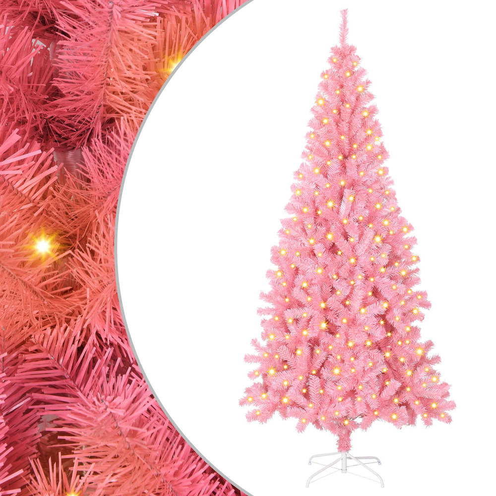 Sapin de noël avec 300 led avec support rose 180 cm pvc