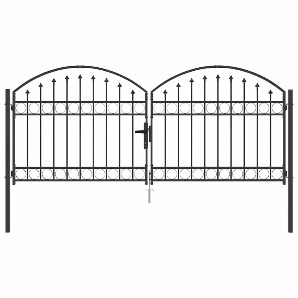 Porte de clôture assen 301 x 175,5 cm acier gris verrouillable