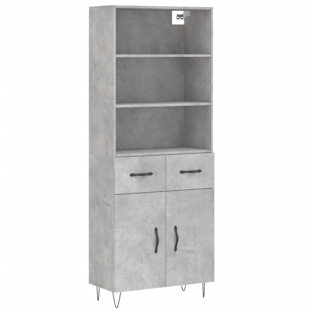 Buffet bahut commode armoire meuble de rangement organisateur cuisine salle de séjour salon haut 69,5 x 34 x 180 cm bois d'in
