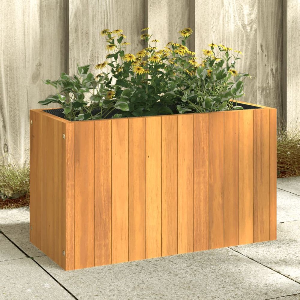 Jardinière bois acacia massif balcon décoration naturelle brun 59cm