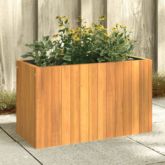 Jardinière bois acacia massif balcon décoration naturelle brun 59cm