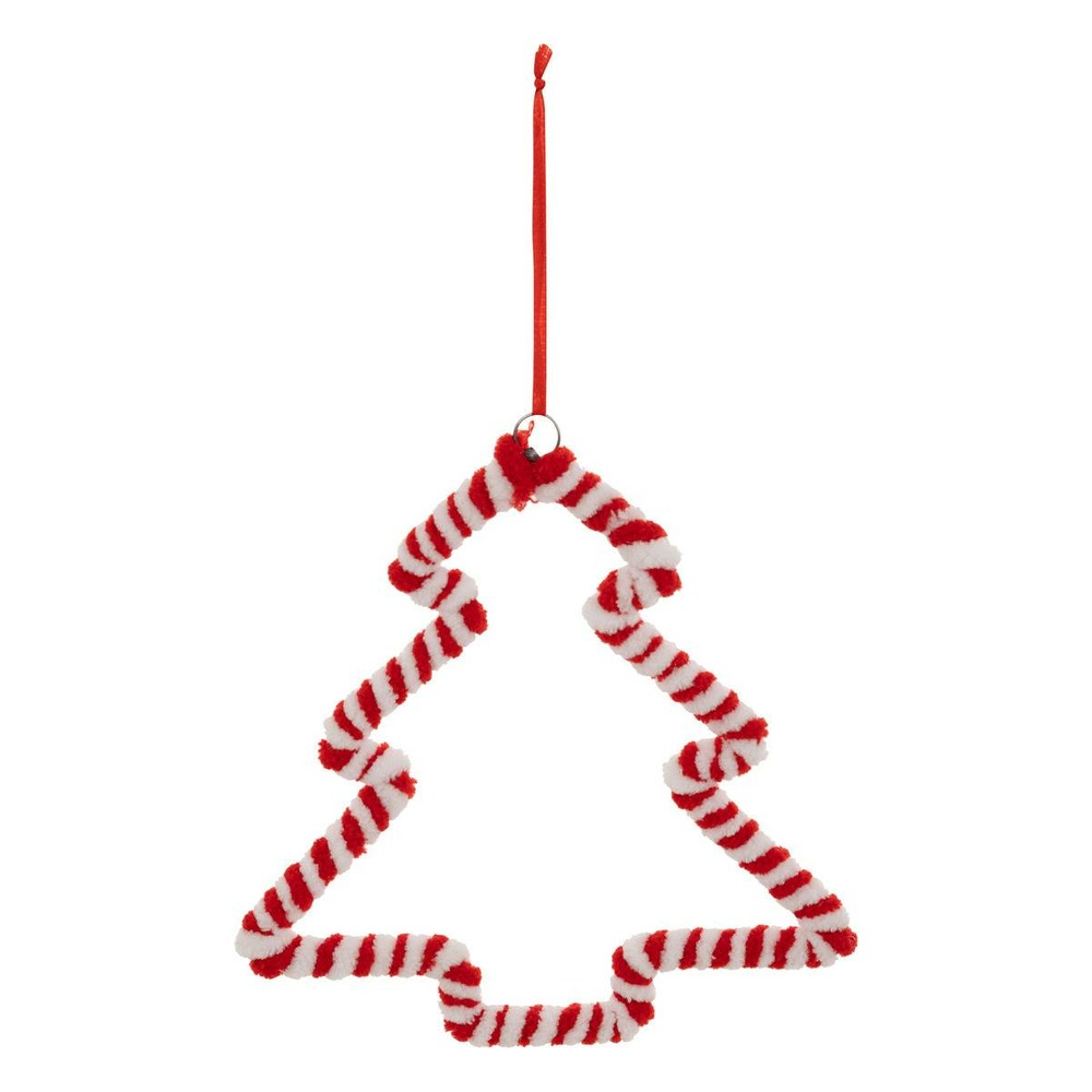 Sujet sapin sucre d'orge textile h.15cm rouge