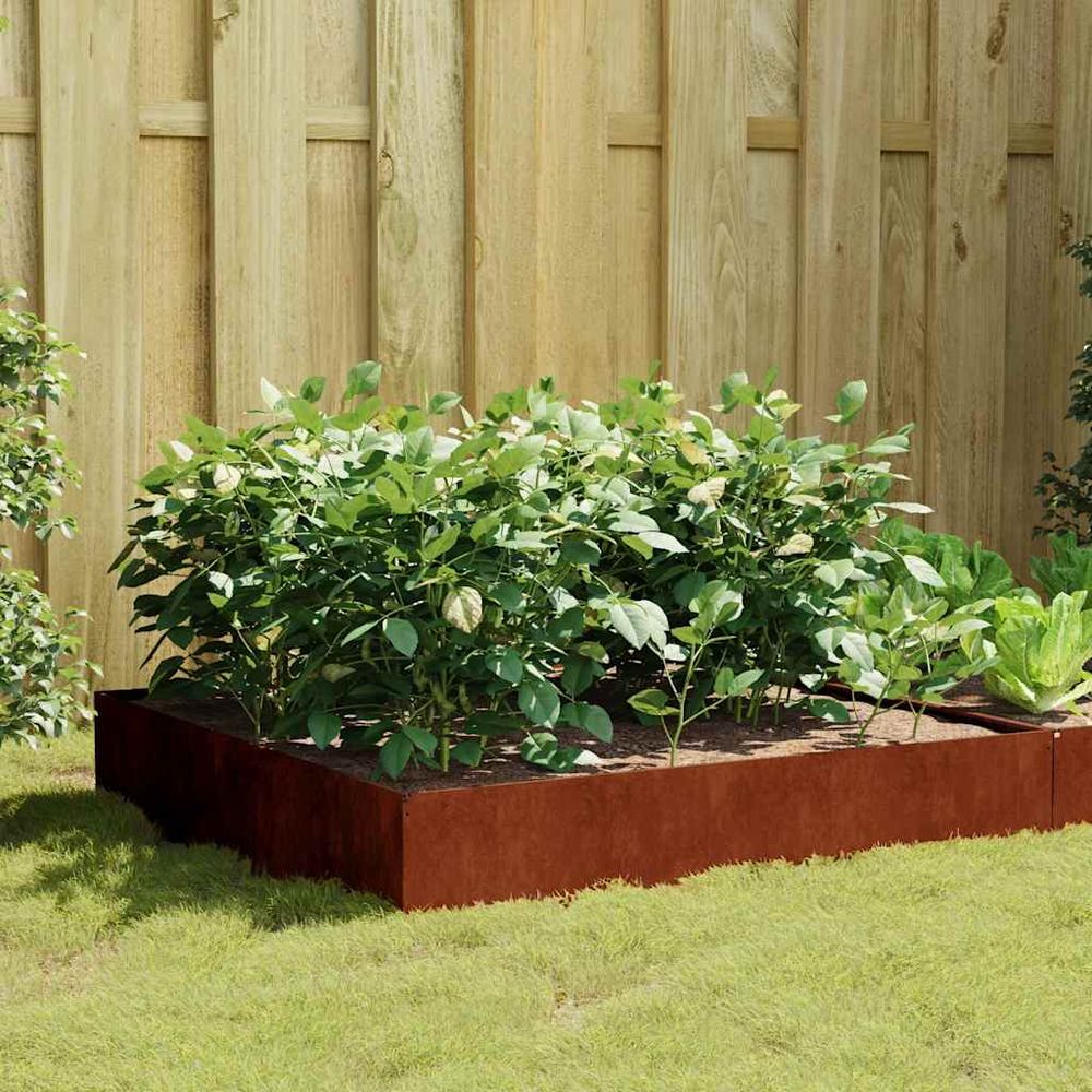 Carré potager acier corten pour jardin 100x100x33,5 cm