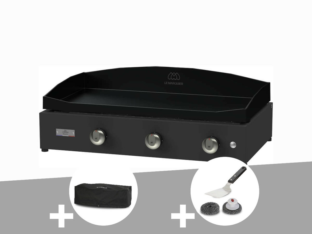 Plancha pure 375 noire gaz + housse de protection + kit de nettoyage