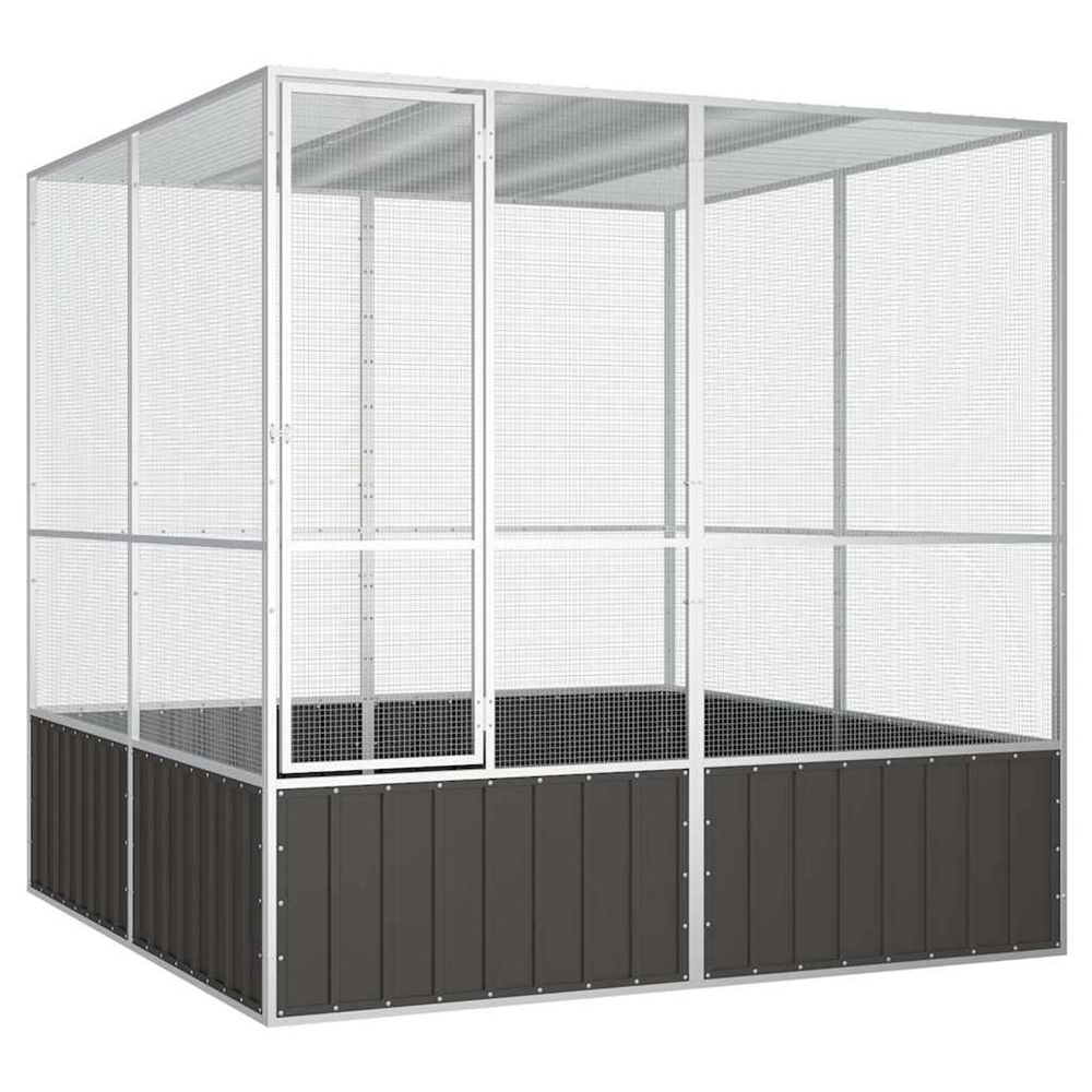 Cage à oiseaux anthracite 213,5x217,5x211,5 cm acier galvanisé