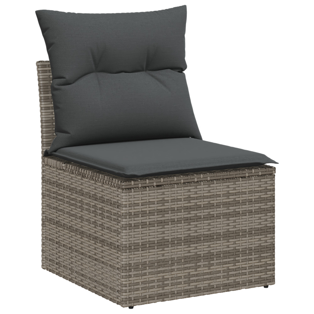 Ensemble de canapés de jardin de 8 pièces avec coussins gris poly rattan