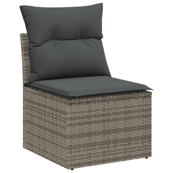 Ensemble de canapés de jardin de 8 pièces avec coussins gris poly rattan