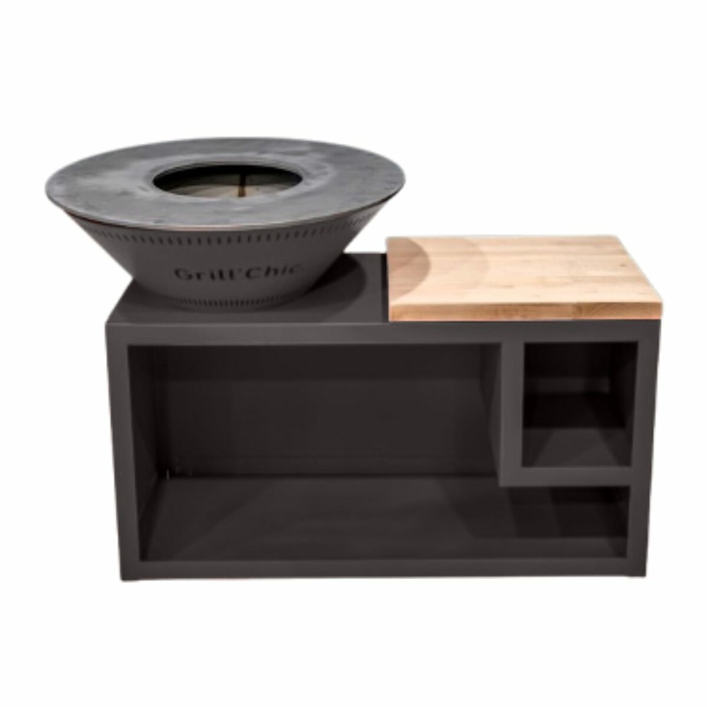 Traditionnel double cuve aluminium - brasero 83cm anthracite - discret et pratique pour des moments en extérieur