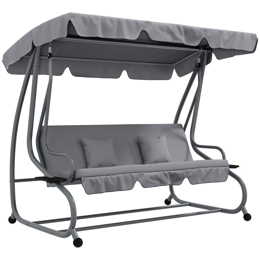 Balançoire 2-en-1 multifonction inclinable toit modulable haute résistance charge 340kg 200×120×164cm gris