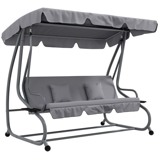 Balançoire 2-en-1 multifonction inclinable toit modulable haute résistance charge 340kg 200×120×164cm gris