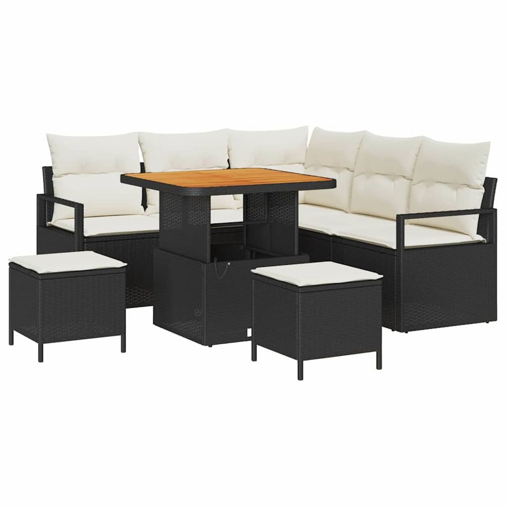 Ensemble de canapé de jardin 8 pc noir polyrotin