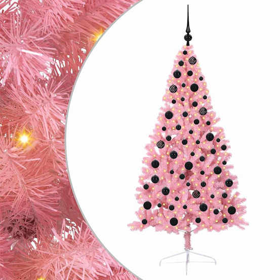 Sapin de noël artificiel pré-éclairé rose 180 cm pvc