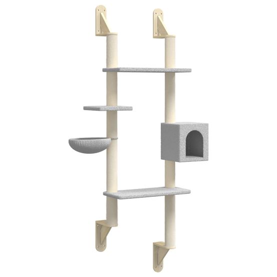 Arbre à chat meuble tour grimper jouet grattage grattoir escalade plateforme mural avec griffoir clair 180 cm gris