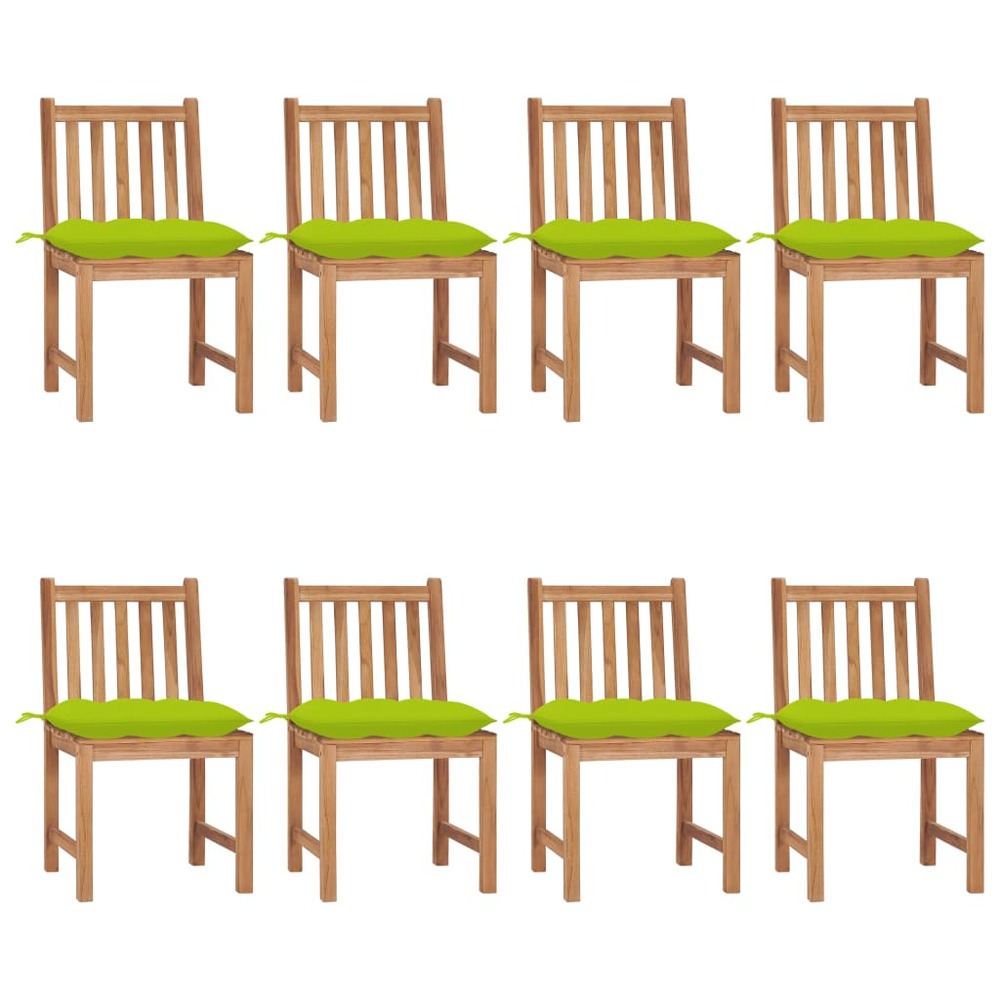 Chaises de jardin lot de 8 avec coussins bois de teck massif