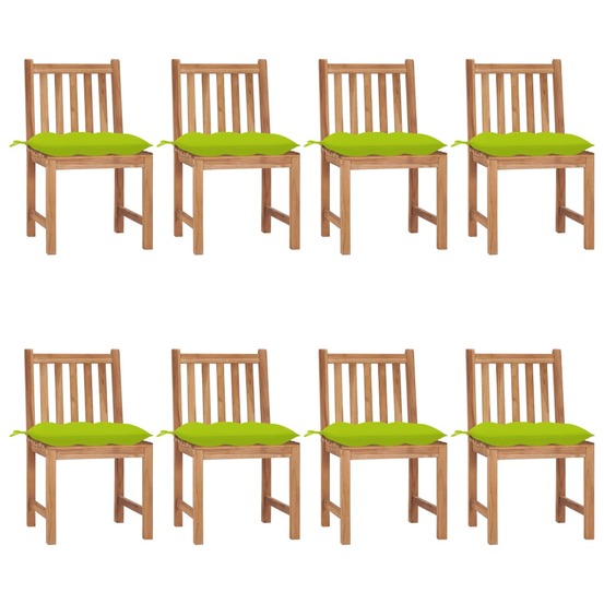 Chaises de jardin lot de 8 avec coussins bois de teck massif