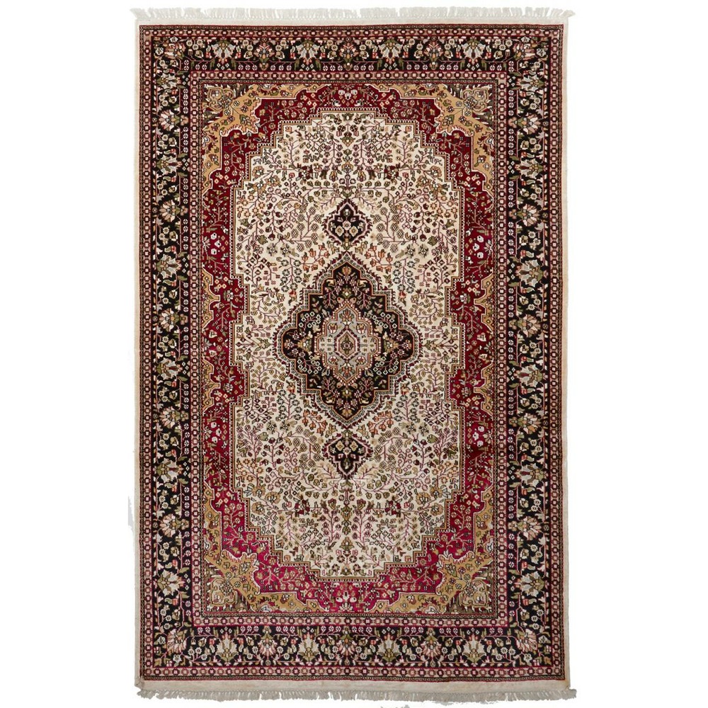 Authentique tapis d'orient 180x280 fait main en rayonne beige jaipour 4