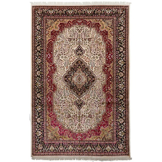 Authentique tapis d'orient 180x280 fait main en rayonne beige jaipour 4