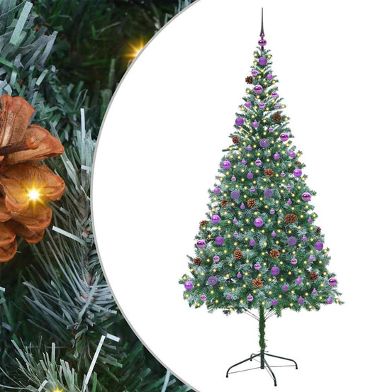 Sapin de noël artificiel avec 300 led vert 210 cm pvc et acier