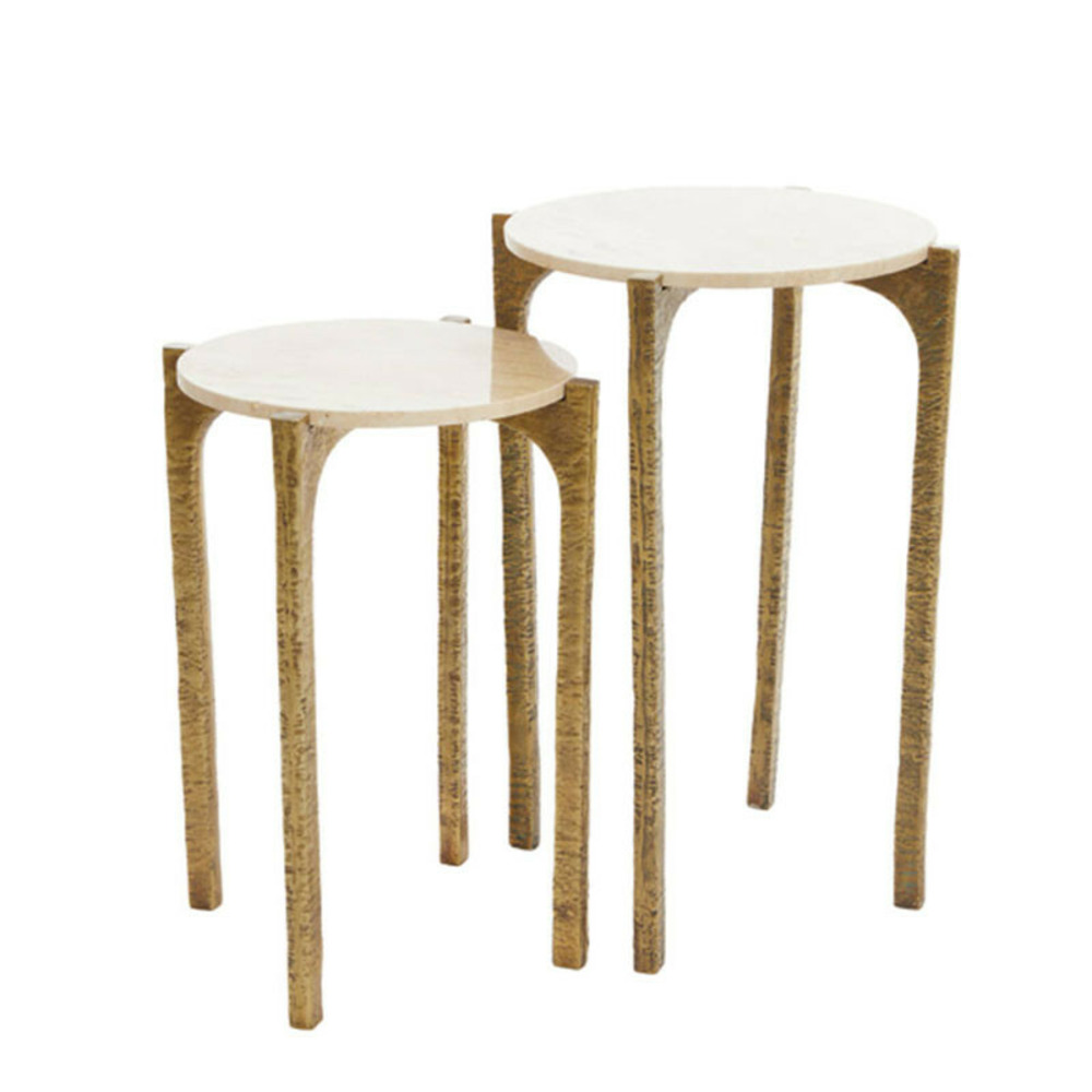 Duo tables arabesques marbré 45x45x64cm