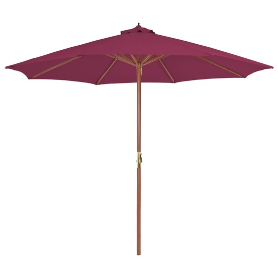 Parasol d'extérieur avec mât en bois 300 cm rouge bordeaux