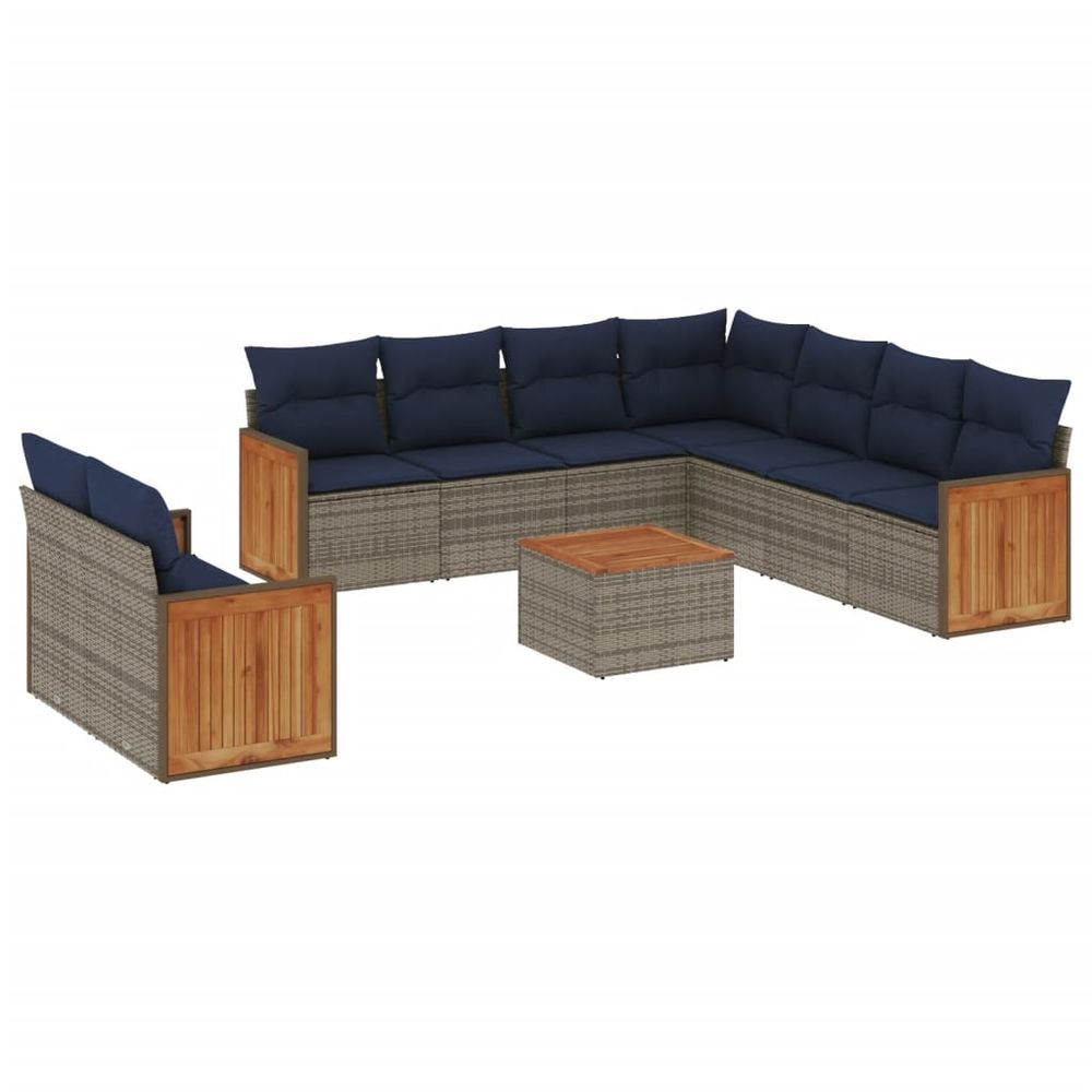 Ensemble de canapé de jardin 10 pcs avec coussins gris