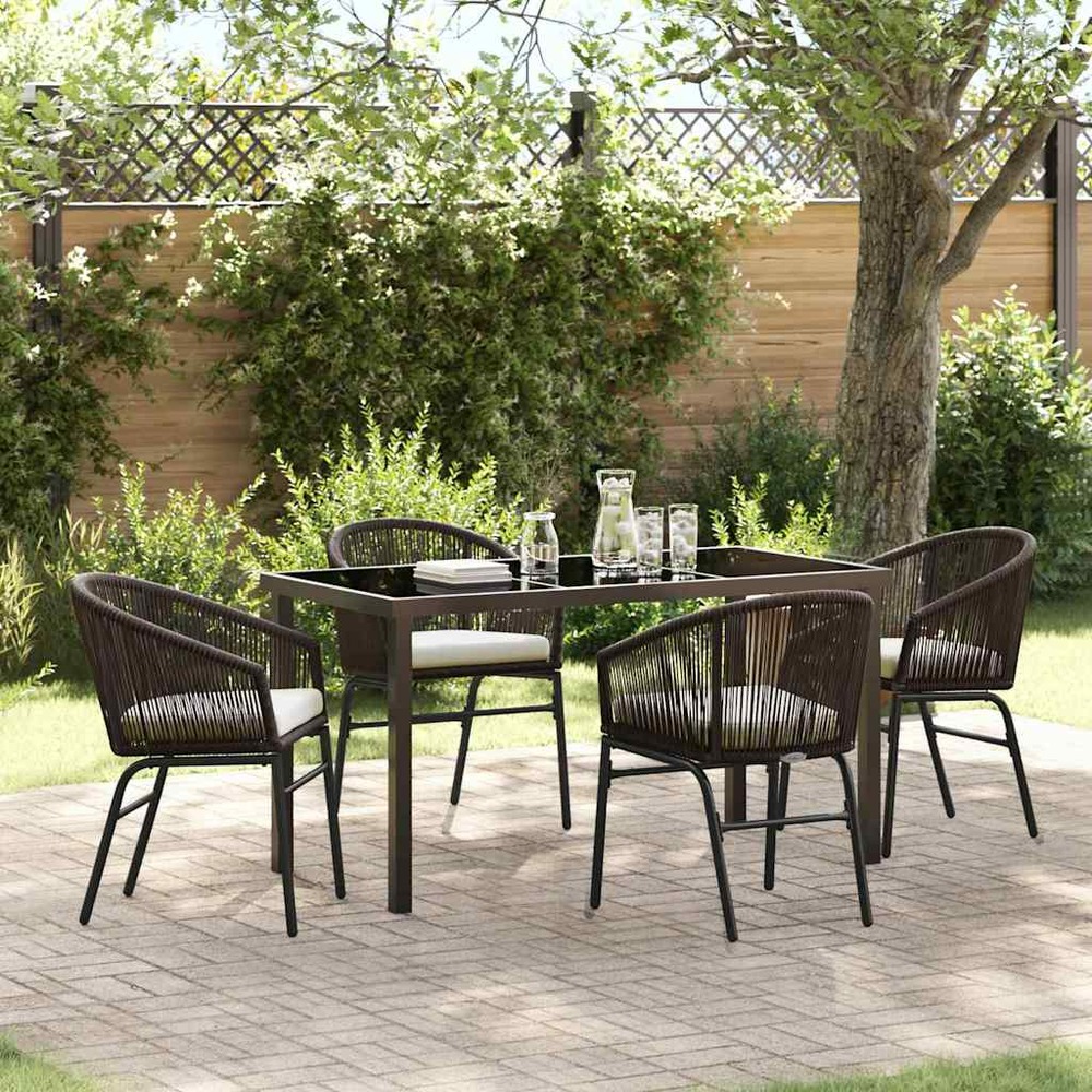 Ensemble de salle à manger pour jardin 5 pcs marron