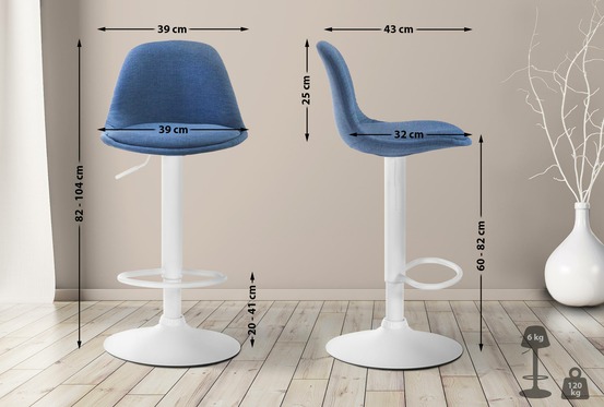 Tabouret de bar kiel tissu blanc