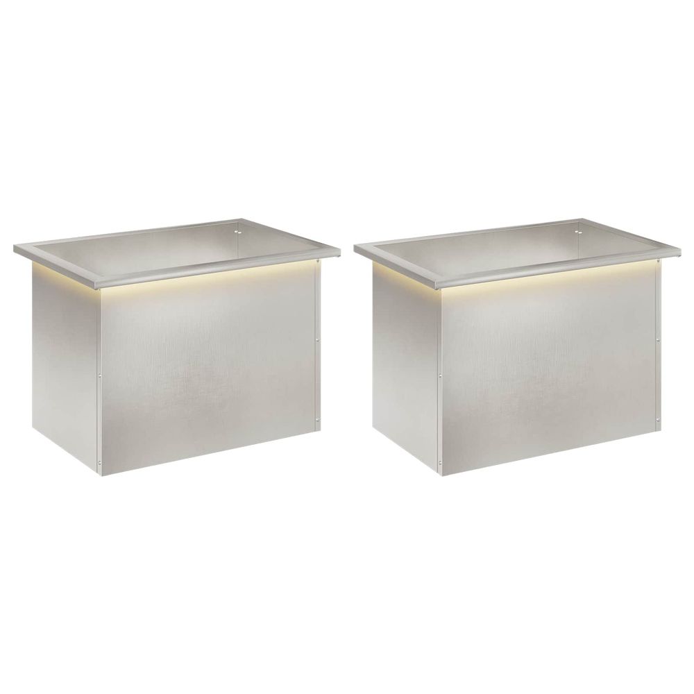 Jardinière d'extérieur de jardin avec led 2 pc argenté 40 x 60 x 40 cm