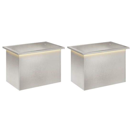 Jardinière d'extérieur de jardin avec led 2 pc argenté 40 x 60 x 40 cm