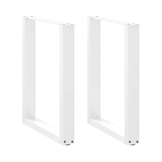 Pieds de table à manger en u 2 pièces blanc 70 x (72-73) cm acier