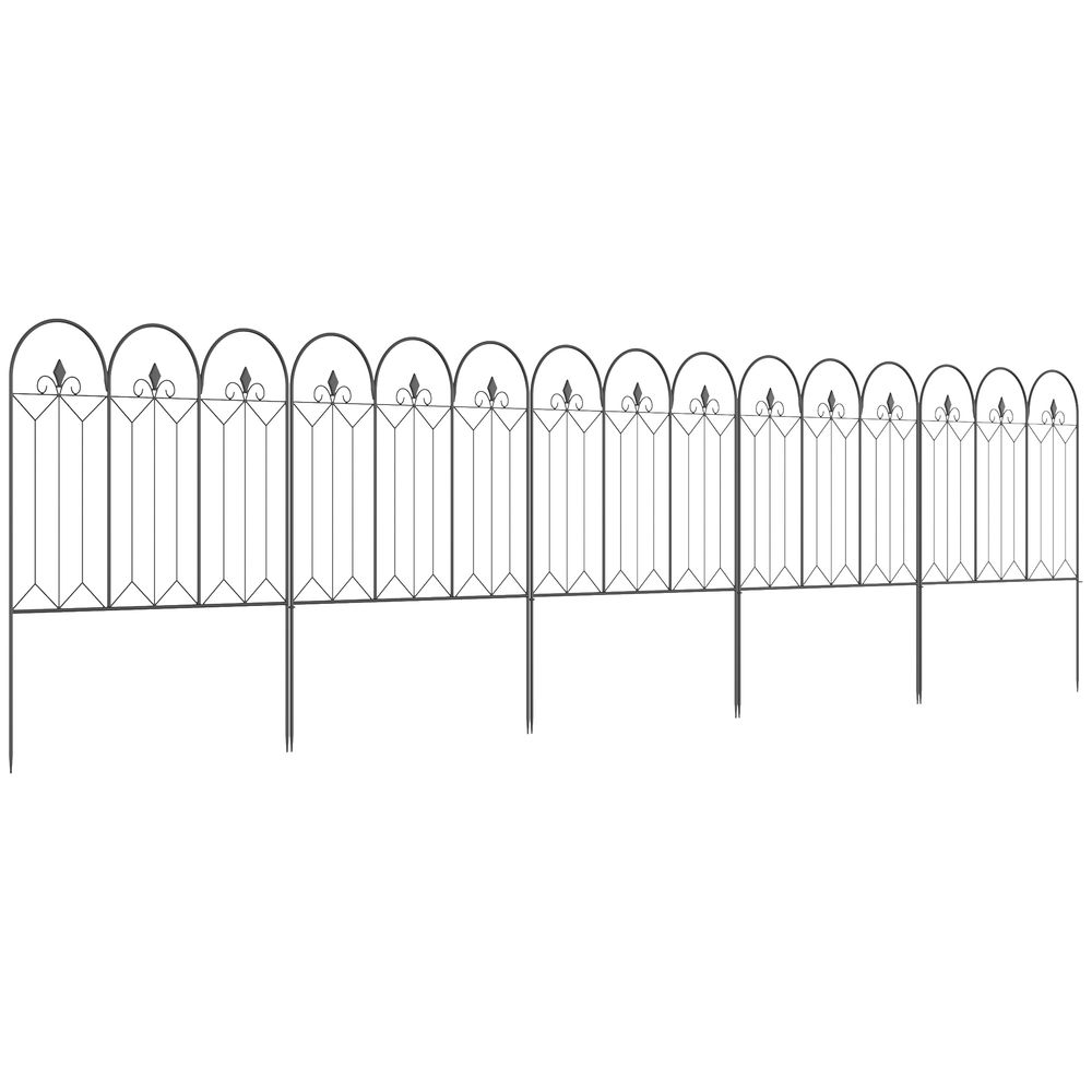 Lot 5 bordures clôture métal jardin séparation espaces 305x79cm noir