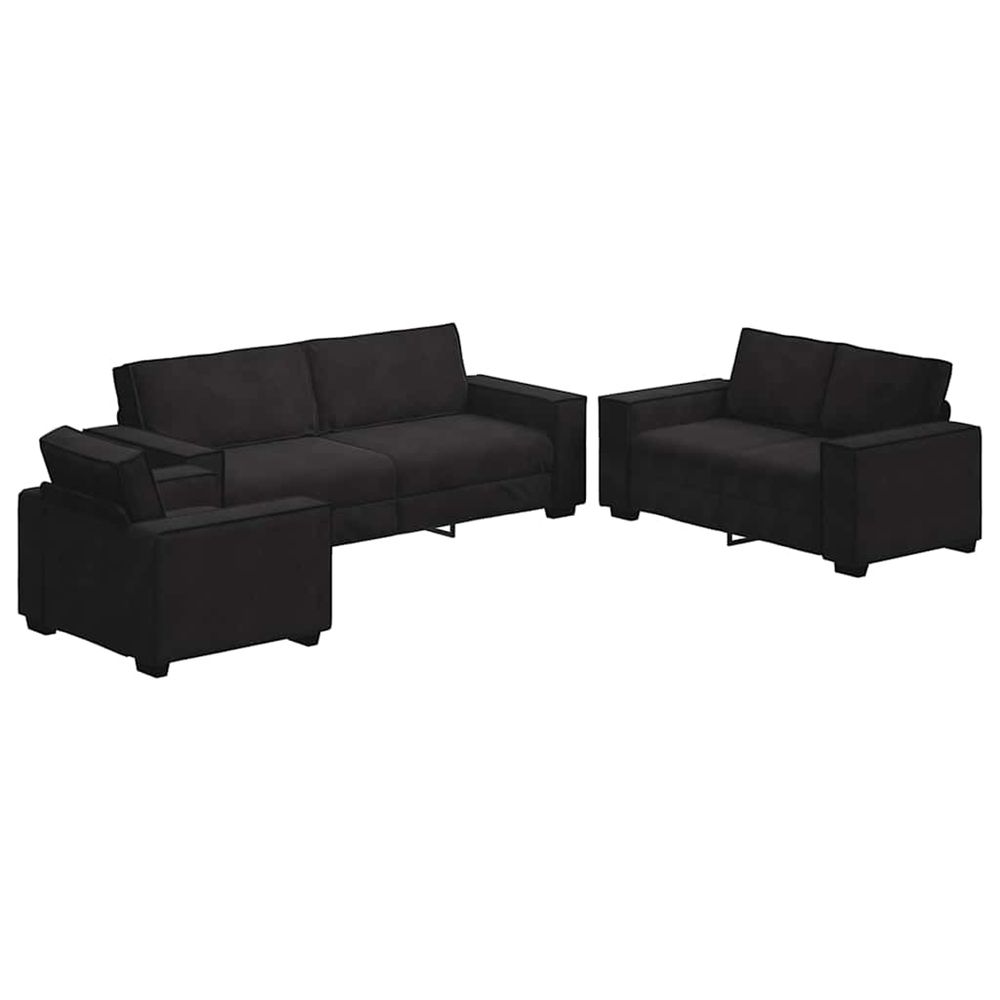 Ensemble de canapés 3 pcs avec coussins noir velours