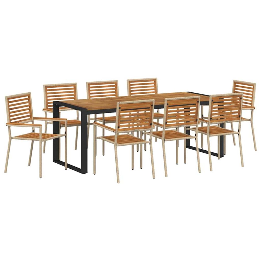 Ensemble de salle à manger pour jardin 9 pc beige et marron