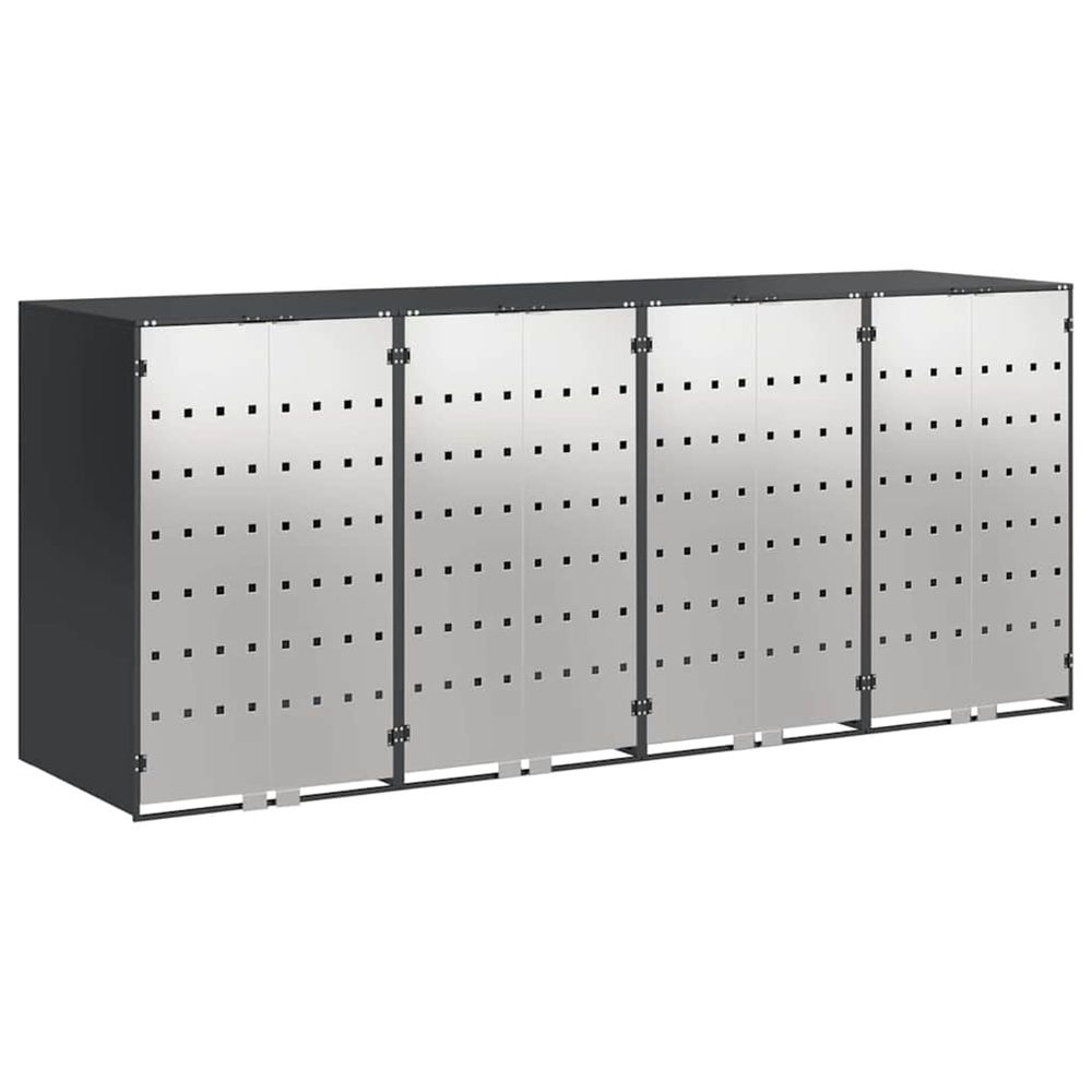 Rangement de poubelle à roulettes pour 3 poubelles anthracite