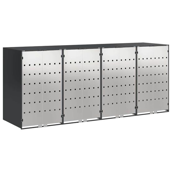 Rangement de poubelle à roulettes pour 3 poubelles anthracite